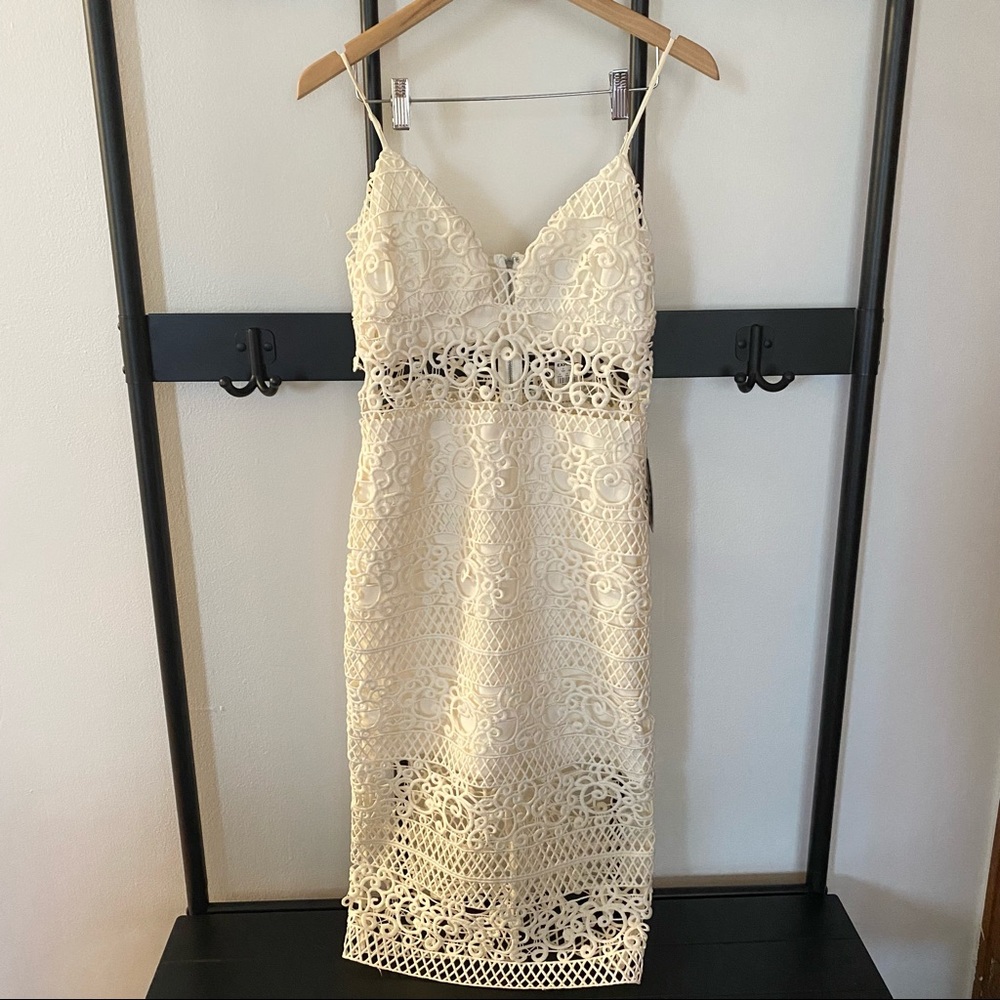 NWT Express Crotchet Lace White Cream Midi Dress